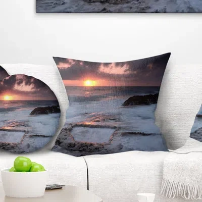 Design Art Seashore Cable Shallow Coast Cascais Portugal Pillow In Blue;black;brown;green;red;yellow