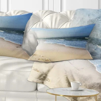 Design Art Seashore Clam Tropical Beach With Footpaths Lumbar Pillow