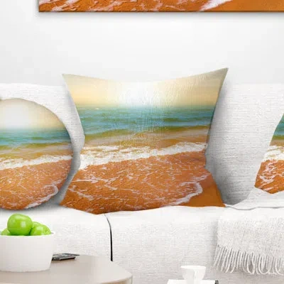 Design Art Seashore Clear Waters In Early Morning Beach Pillow In Blue