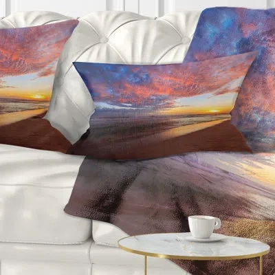 Design Art Seashore Coloclouds In Beach At Sunset Lumbar Pillow