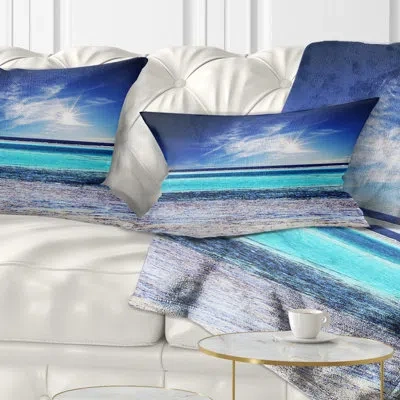 Design Art Seashore Crystal Clear Sea Under Sunlight Lumbar Pillow