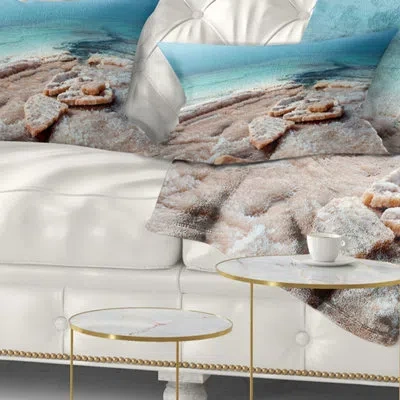 Design Art Seashore Dead Sea Beach With Crystallized Salt Lumbar Pillow