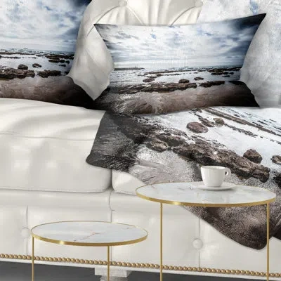 Design Art Seashore Dramatic Atlantic Coast At Low Tide Pillow In White