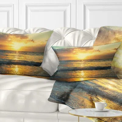 Design Art Seashore Exotic Water And Sky Sunset Panorama Lumbar Pillow