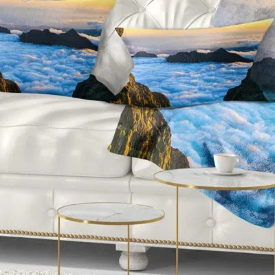 Design Art Seashore Gran Canaria Sunset Over Clouds Lumbar Pillow