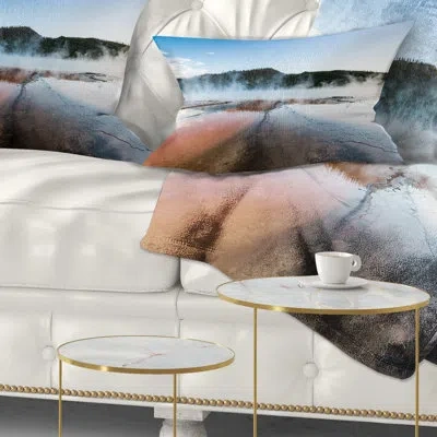 Design Art Seashore Grand Prismatic Spring At Sunset Lumbar Pillow
