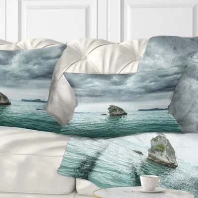 Design Art Seashore Island Rock In Halong Bay Vietnam Lumbar Pillow