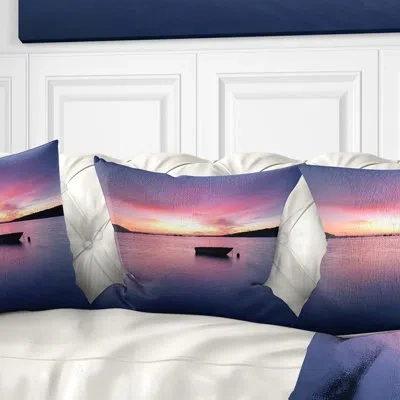 Design Art Seashore Lagoa De Albufeira Seascape Portugal Pillow In Blue;black;brown;green;red;yellow