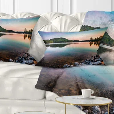 Design Art Seashore Lake Allatoona At Top Mountain Lumbar Pillow