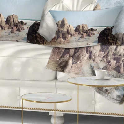 Design Art Seashore Large Rocks At Coast Panorama Lumbar Pillow