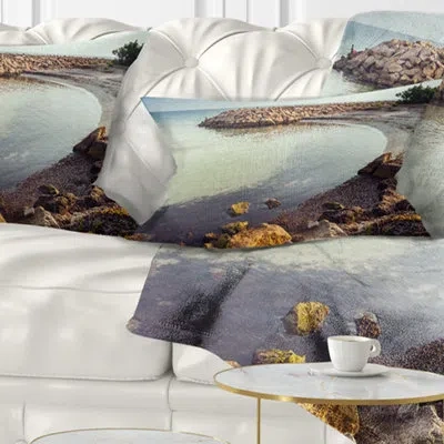 Design Art Seashore Little Lagoon With Fishermen Africa Lumbar Pillow