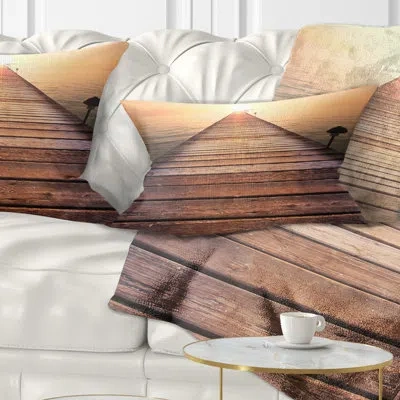Design Art Seashore Long Wooden Boardwalk Into Sea Lumbar Pillow