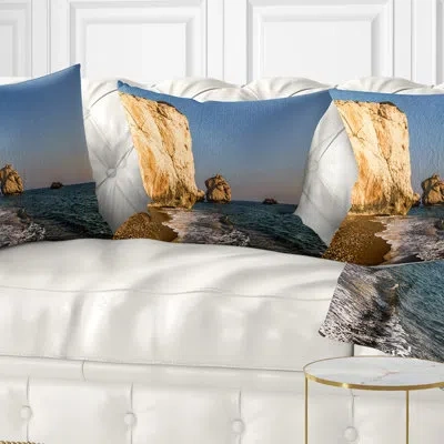Design Art Seashore Petra Tou Romiou Apohrodites Rock Lumbar Pillow