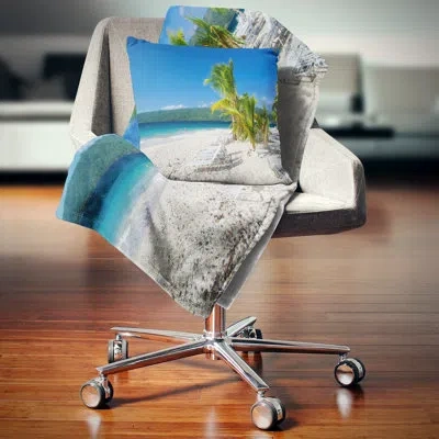 Design Art Seashore Photo Beach Coconut Palms Square Pillow Cover & Insert In Throw Pillow