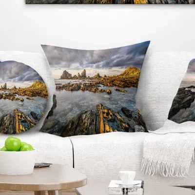 Design Art Seashore Photography Atlantic Square Pillow Cover & Insert In Throw Pillow