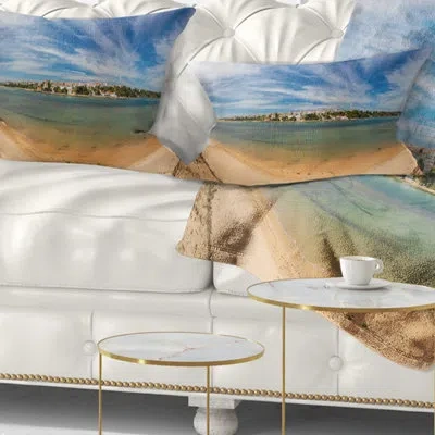 Design Art Seashore Portuguese Maritime Village Panorama Lumbar Pillow