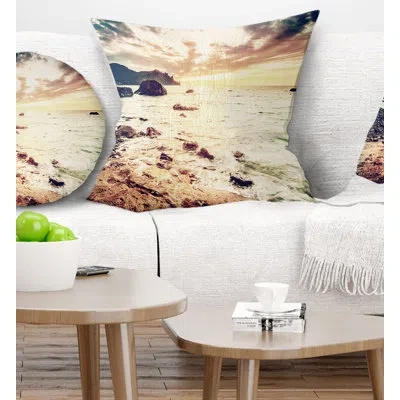 Design Art Seashore Summer Seascape With Scenic View Lumbar Pillow