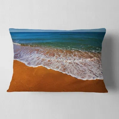 Design Art Seashore Summer White Waves - Sea & Shore Printed Throw Pillow