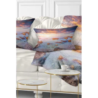Design Art Seashore Sunrise On South Coast Of Sicily Lumbar Pillow