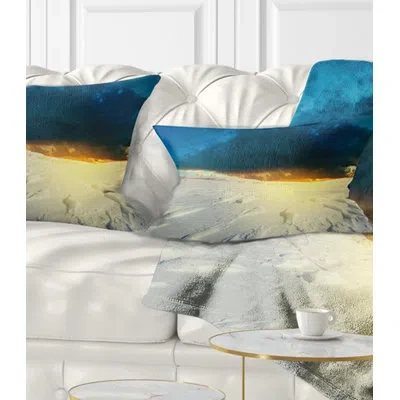 Design Art Seashore Sunset Over Snowbound Prairie Lumbar Pillow