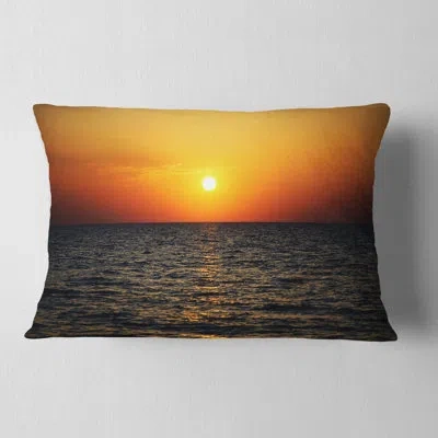 Design Art Seashore Sunset Panorama Under Sea Surface Lumbar Pillow