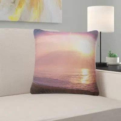 Design Art Seashore Tinged At Sunset Pillow In Purple
