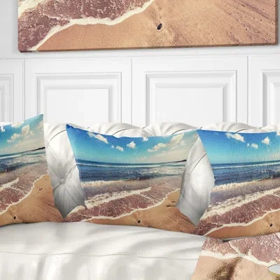 Design Art Seashore Tropical Beach Island In Gili Lumbar Pillow In Blue