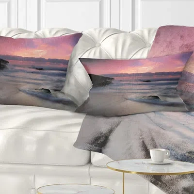 Design Art Seashore Waters At Guincho Beach Cascais Lumbar Pillow