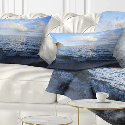 Design Art Seashore Wave With Whitecaps On Lake Baikal Lumbar Pillow