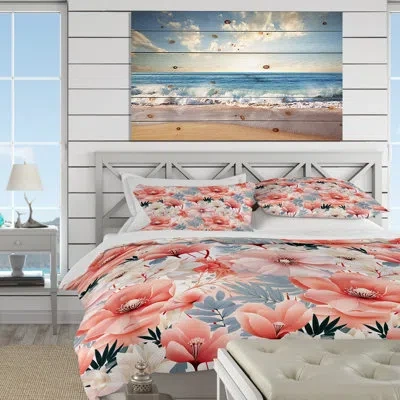 Design Art Seaside Elegance Tropical Pattern Bedding In Pink