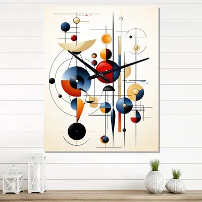 Design Art Secret Of The Universe Minimal Geometry I - Abstract Modern Wall Clock In White;red
