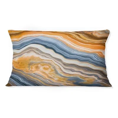 Design Art Segment Layers Of Marbled Rock I - Fractals Printed Throw Pillow In Blue;orange