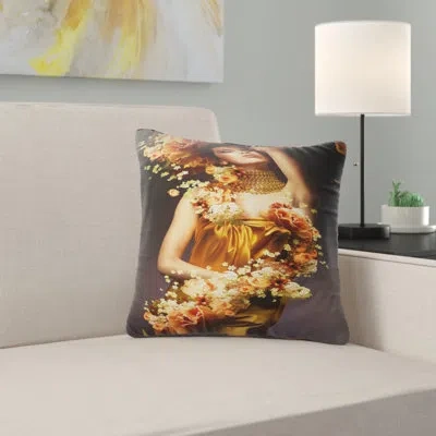Design Art Sensual Woman In Flower Robes - Street Art Printed Pillow In Brown;red
