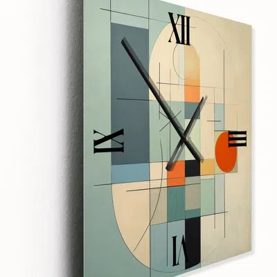 Design Art Serendipity Abstract Mid-century Geometrics Ii - Abstract  Metal Wall Clock In Blue