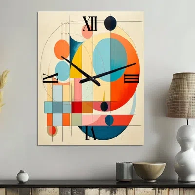 Design Art Serendipity Abstract Mid-century Geometrics Iv - Abstract  Metal Wall Clock