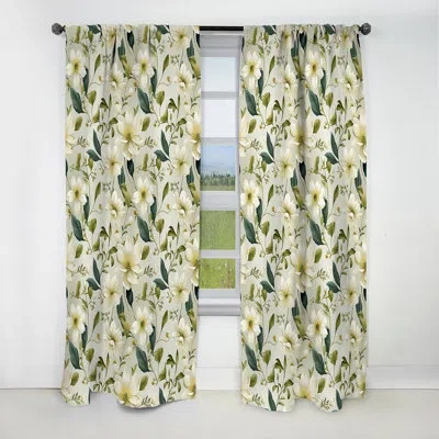 Design Art Serene Botanics Tropical Pattern Iii - Floral Curtain - Blackout Floral Curtain - 1 Panels In Green;beige