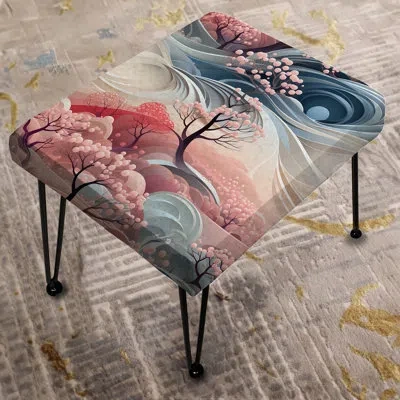 Design Art Serene Inner Journey Mediation - Abstract Rectangle Ottoman In Blue;pink