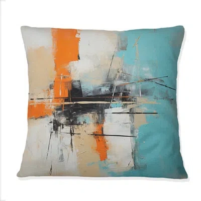 Design Art Serene Submission Of Time Minimal Abstract Iii - Abstract Painting Printed Throw Pillow In Blue;white