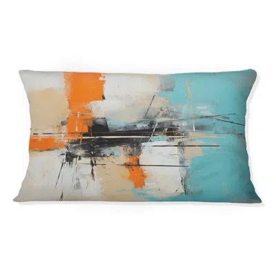 Design Art Serene Submission Of Time Minimal Abstract Iii - Abstract Painting Printed Throw Pillow In Blue;white