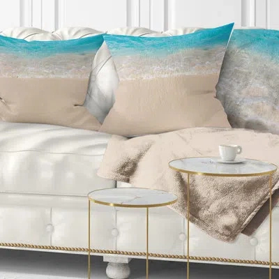 Design Art Serene White And Blue Waters - Sea & Shore Printed Throw Pillow