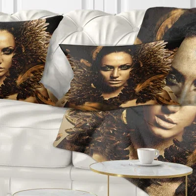 Design Art Sexy Brunette - Street Art Printed Throw Pillow