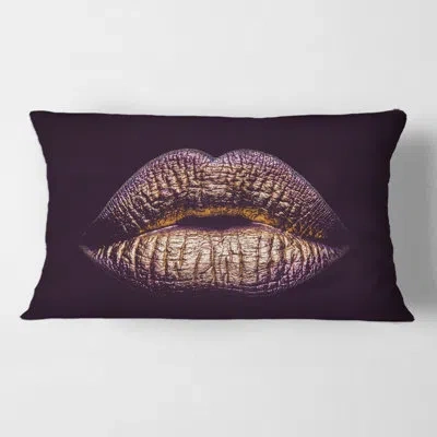 Design Art Sexy Metallized Female Lips Iii Rectangular Pillow Cover & Insert