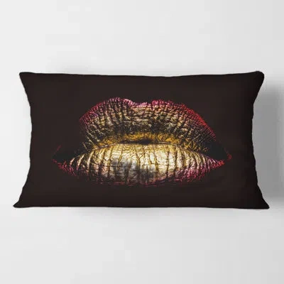 Design Art Sexy Metallized Female Lips Iv Rectangular Pillow Cover & Insert