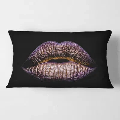 Design Art Sexy Metallized Female Lips V Rectangular Pillow Cover & Insert