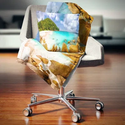 Design Art Seychelles Beach Panorama Seascape Photography Lumbar Pillow
