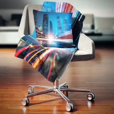 Design Art Shanghai Lujiazui Finance At Night Cityscape Lumbar Pillow
