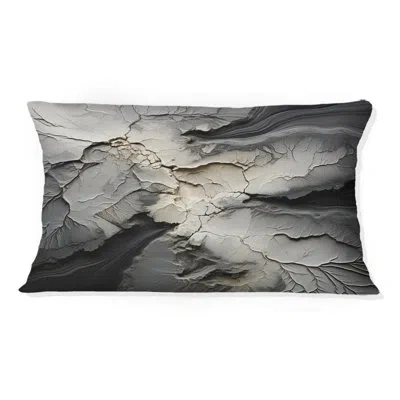 Design Art Shattered Grey Stone Geode Minimalism - Stone Geode Printed Throw Pillow In Black;beige