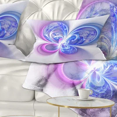 Design Art Shiny Purple Blue Digital Fractal Flower - Floral Printed Throw Pillow