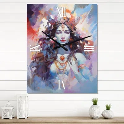 Design Art Shiva Glorious Grace - City Paris Wall Clock In Blue;orange