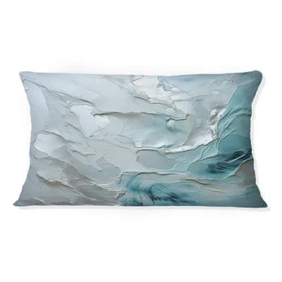 Design Art Silver Shimmer - Abstract Landscapes Printed Throw Pillow In Blue;gray
